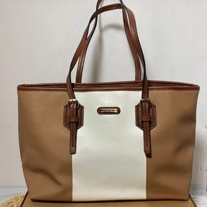 Dana Buchman white and brown shoulder bag